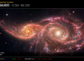 NASA&#039;s Webb and Hubble Capture Spooky, &lsquo;Blood-Soaked Eyes&rsquo; Galaxies IC 2163 and NGC 2207