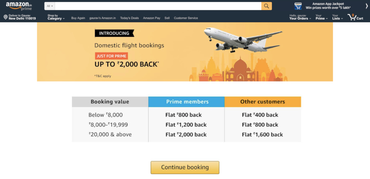 Amazon Introduces Flight Bookings in India in Partnership With Cleartrip