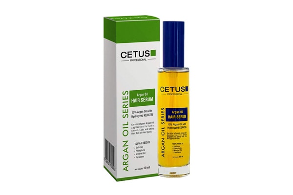 CETUS Argan Oil Hair Serum, enriched with Hydrolyzed Keratin Protein for frizzy and dry hair