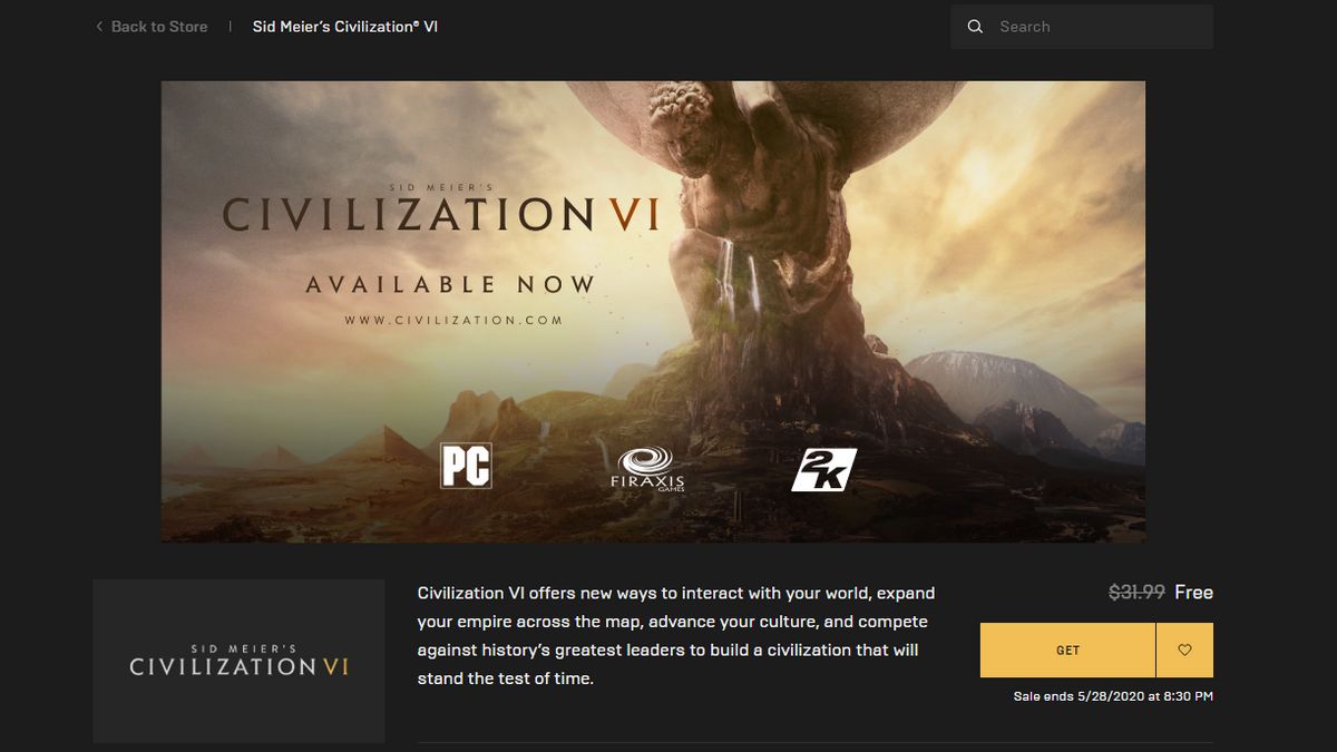 Sid Meier's Civilization VI Is Free for PC on the Epic Games Store Till May 28 Sid Meiers Civilization VI,Epic Games