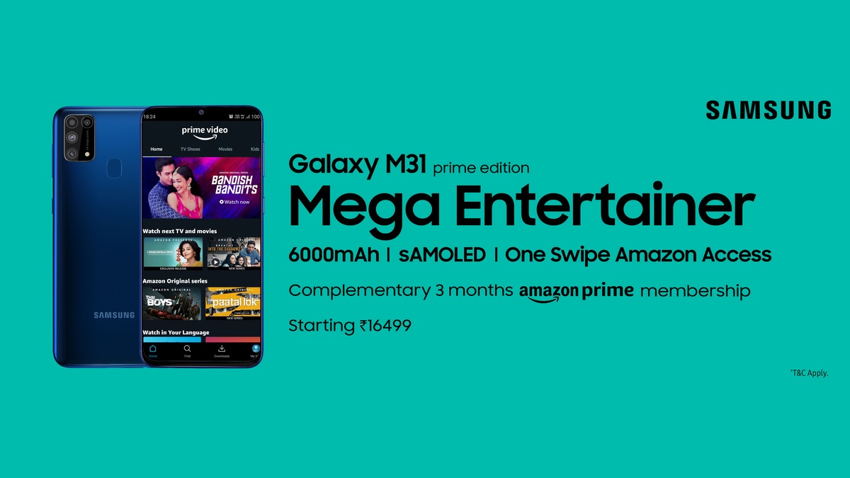 Samsung Galaxy M31 Prime With Free 3-Month Amazon Prime Membership Launched in India: Price, Specifications