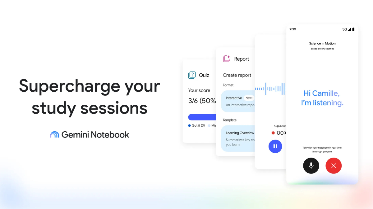 Google Gemini Notebook Gets Voice Chat, Lecture Recording and New Study Tools