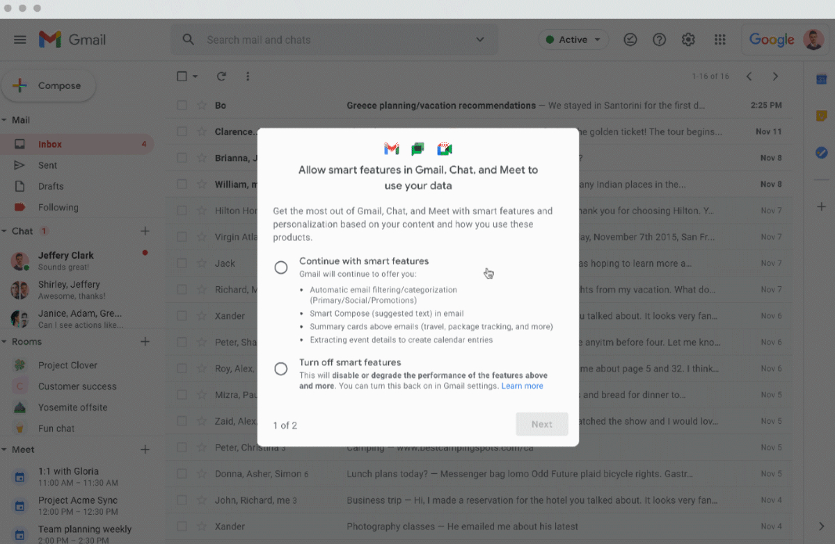 Google to Allow Disabling of Smart Features and Personalisation in Gmail, Chat, Meet