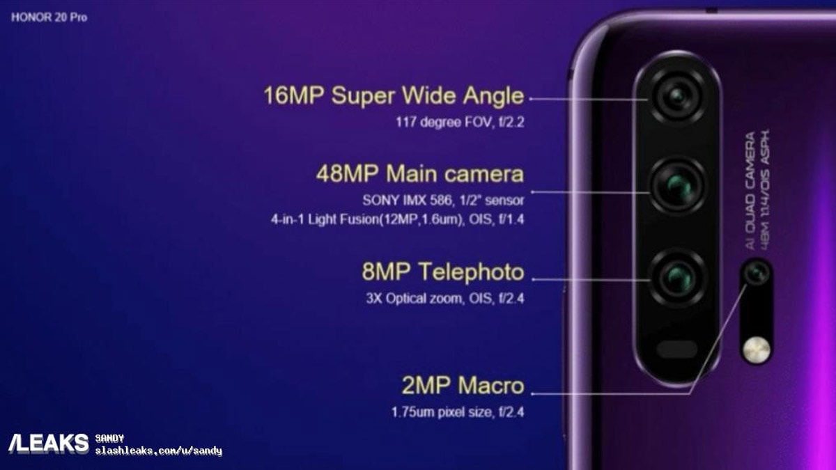 Honor 20, Honor 20 Pro Leaked Renders Tip 48-Megapixel Sensor, 3x Optical Zoom, and More