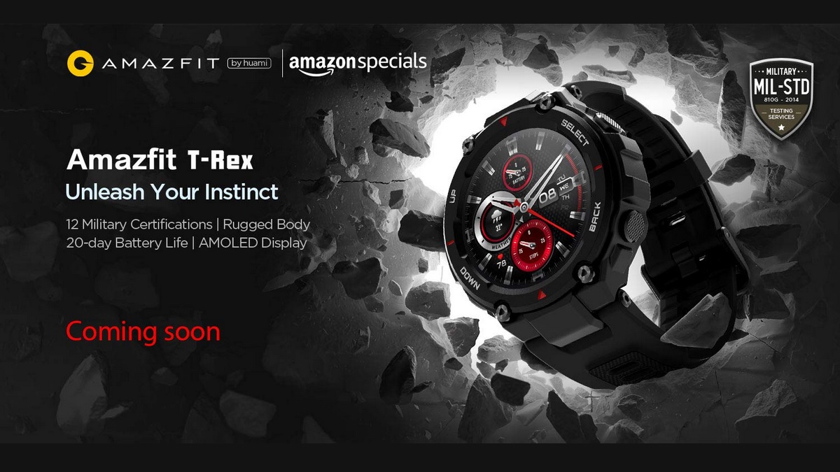 Amazfit T-Rex Smartwatch With 20-Day Battery Life Launching in India in June