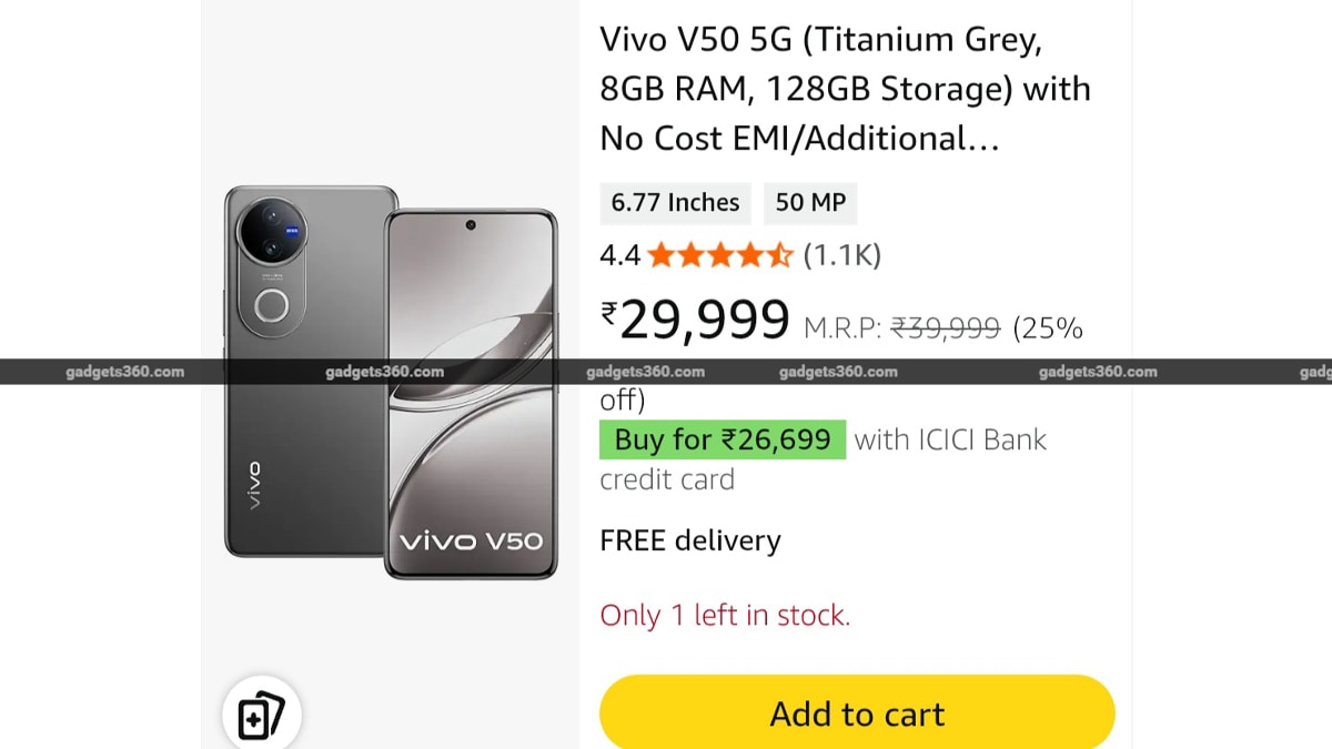 Vivo V50 5G Now Available For Rs 26,999 Vivo V50 5G Now Available For Rs 26,999