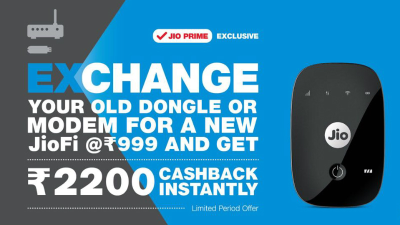 Jio Launches Exchange Offer for JioFi With Rs. 2,200 Cashback