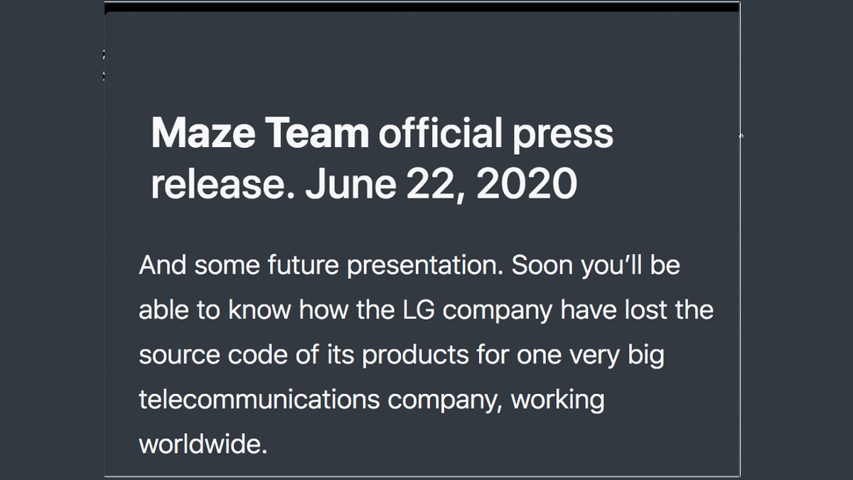 LG Electronics Victim of Maze Ransomware Attack, Source Code Stolen: Report