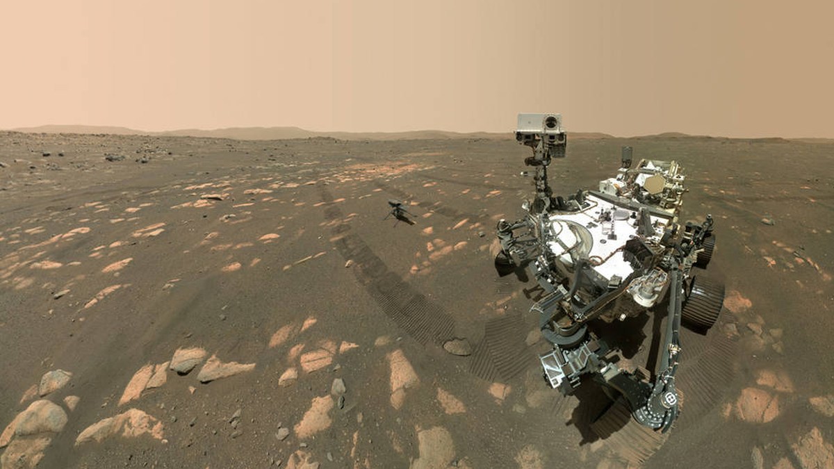 NASA Mars Rover Perseverance's Historic Selfie With Ingenuity Composed of 62 Images