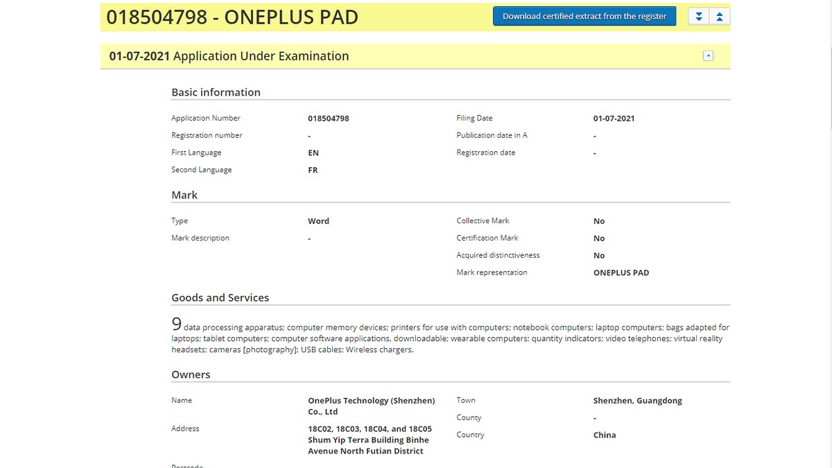 OnePlus Pad Trademark Listing on EUIPO Suggests Tablet Could Be in the Works