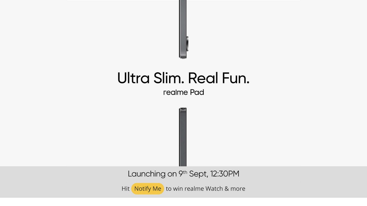 Realme Pad India Launch Set for September 9 at 12:30pm via Virtual Event