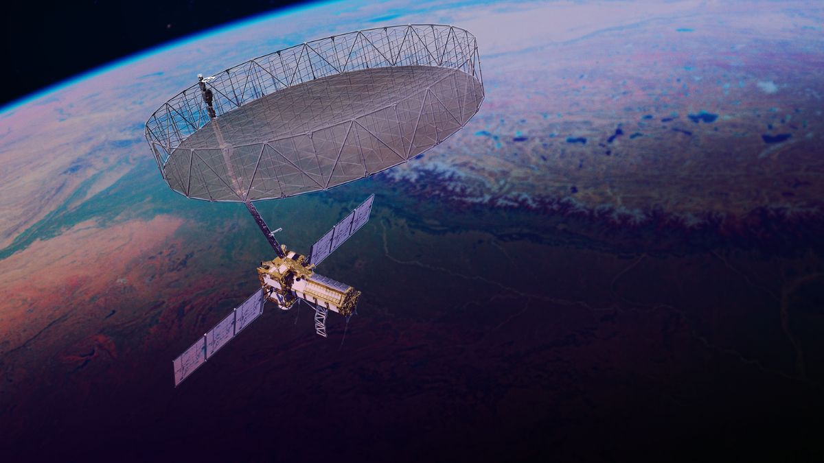 NASA-ISRO Earth Observation Satellite Unfolds Giant Radar Antenna in Space