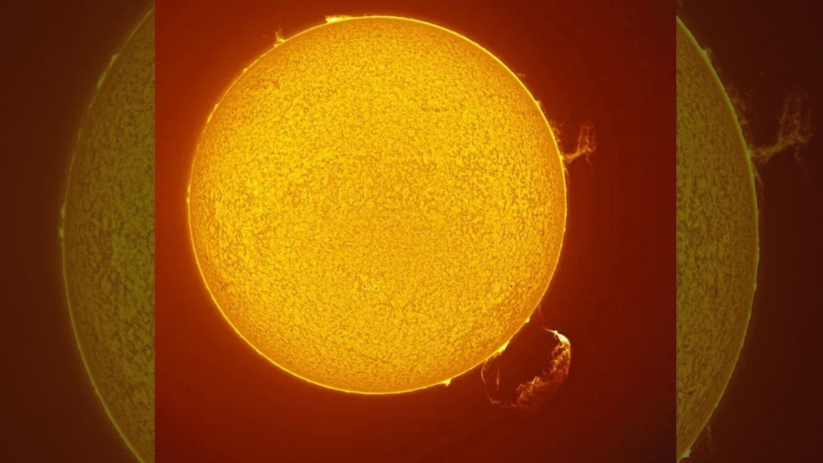 Rare Giant Solar Tornado and Plasma Eruption Captured Together on the Sun