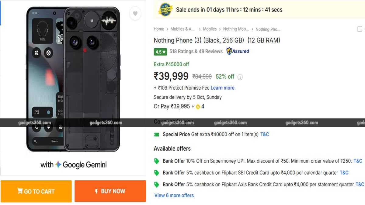 Nothing Phone 3-এর দাম সরাসরি 40,000 টাকা কমল