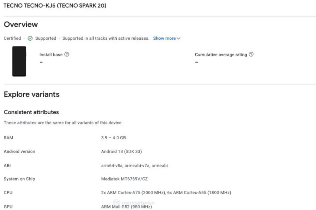 TECNO SPARK 20 KJ5 Google Play Console Tecno Spark 20