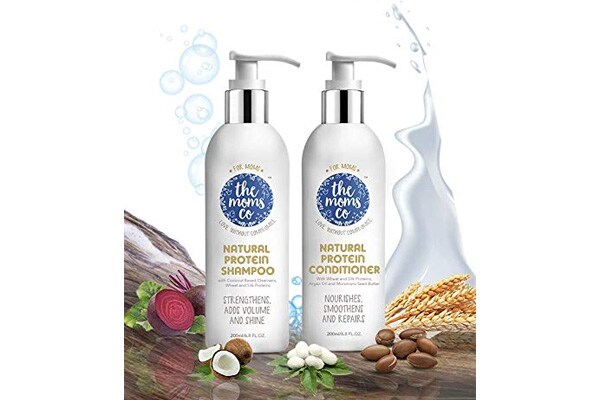 The Moms Co. Natural Protein Hair Detox Kit for Dry and Damaged Hair, Hair Fall with Protein Shampoo and Conditioner