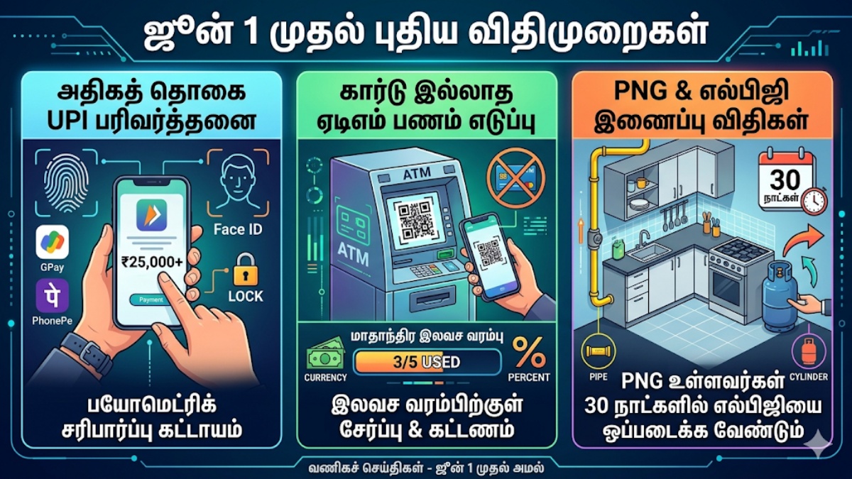 ஜூன் 1 முதல் UPI, ATM, எல்பிஜி மற்றும் பான் கார்டில் புதிய விதிகள் அமல்; பொதுமக்களுக்கு நேரடி பாதிப்பு!