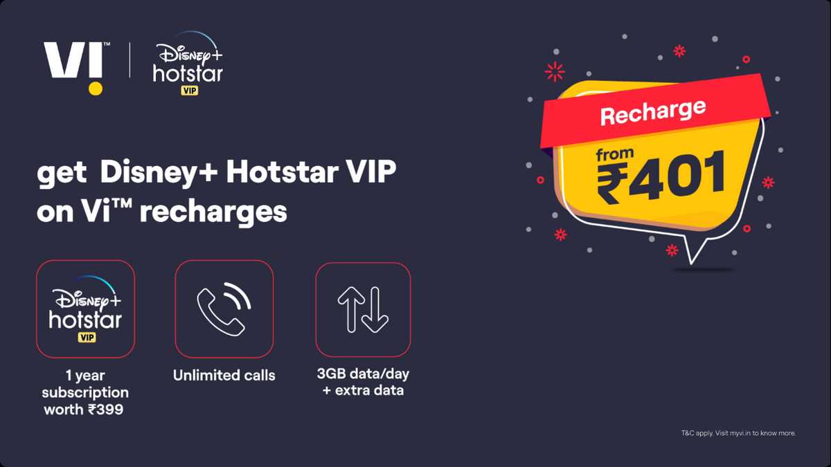 Vi (Vodafone Idea) Offers 1-Year Disney+ Hotstar VIP Membership to Select Prepaid, Postpaid Subscribers