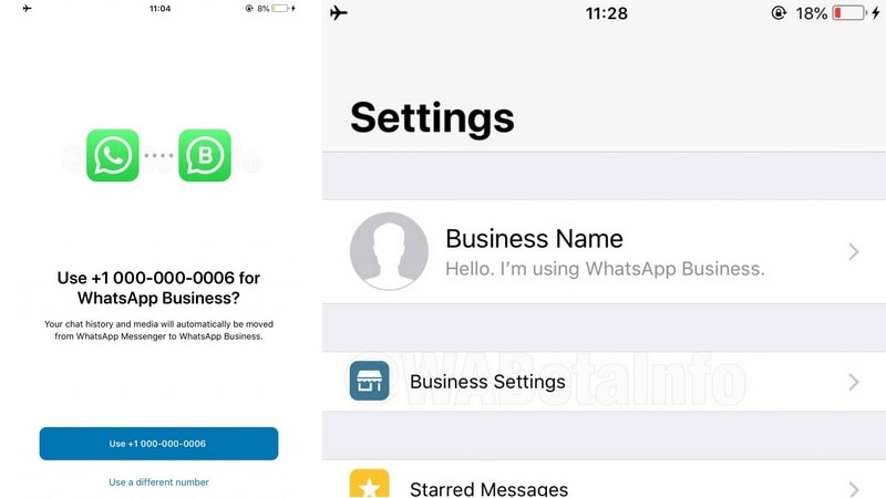 Tangkapan layar WhatsApp Business untuk iPhone
