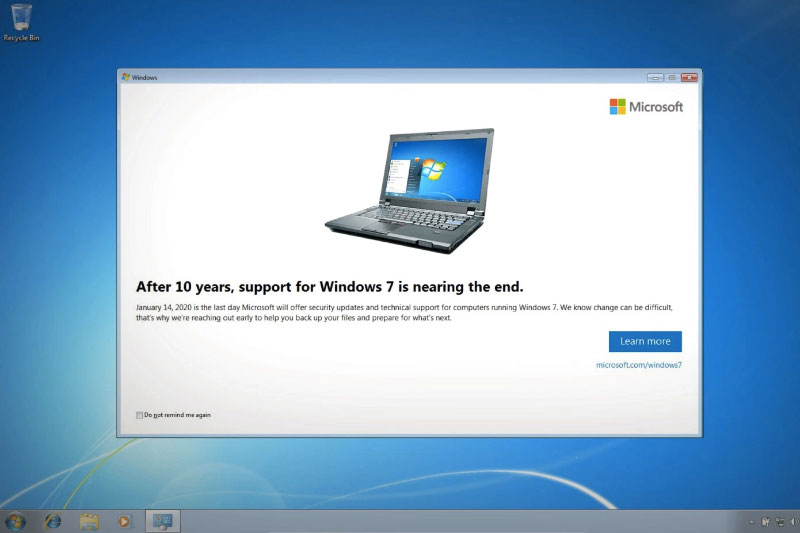 Windows 7 Users Now Being Warned of the Impending End of Security Updates