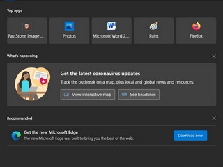 Microsoft Adds Coronavirus Information Links to Windows 10 Search