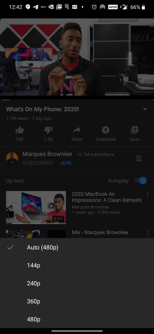 YouTube Quality Limit Android YouTube