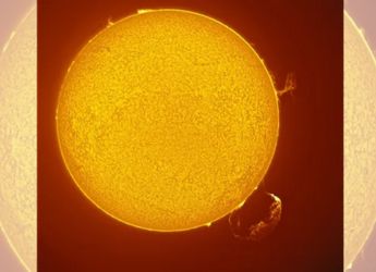 Researcher Photographs Giant Solar Tornado and Massive Plasma Eruption at the Same Time