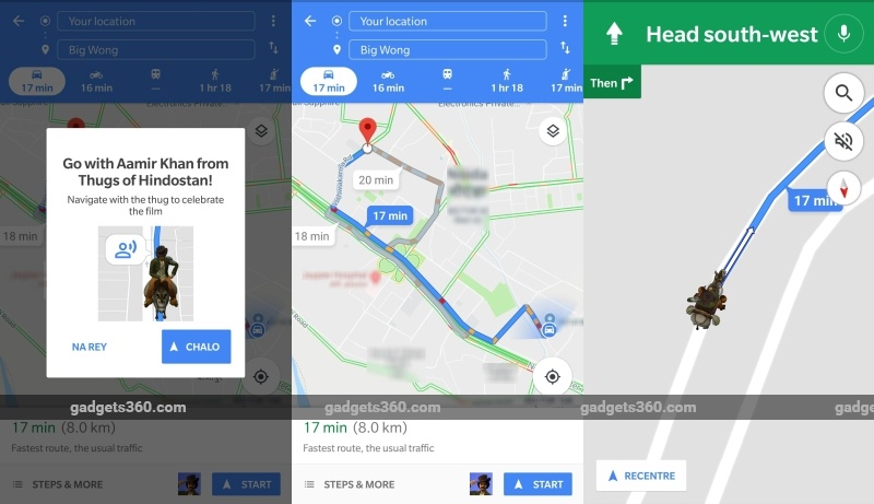 Google Maps Now Shows 'Thugs of Hindostan' Navigation Option in India