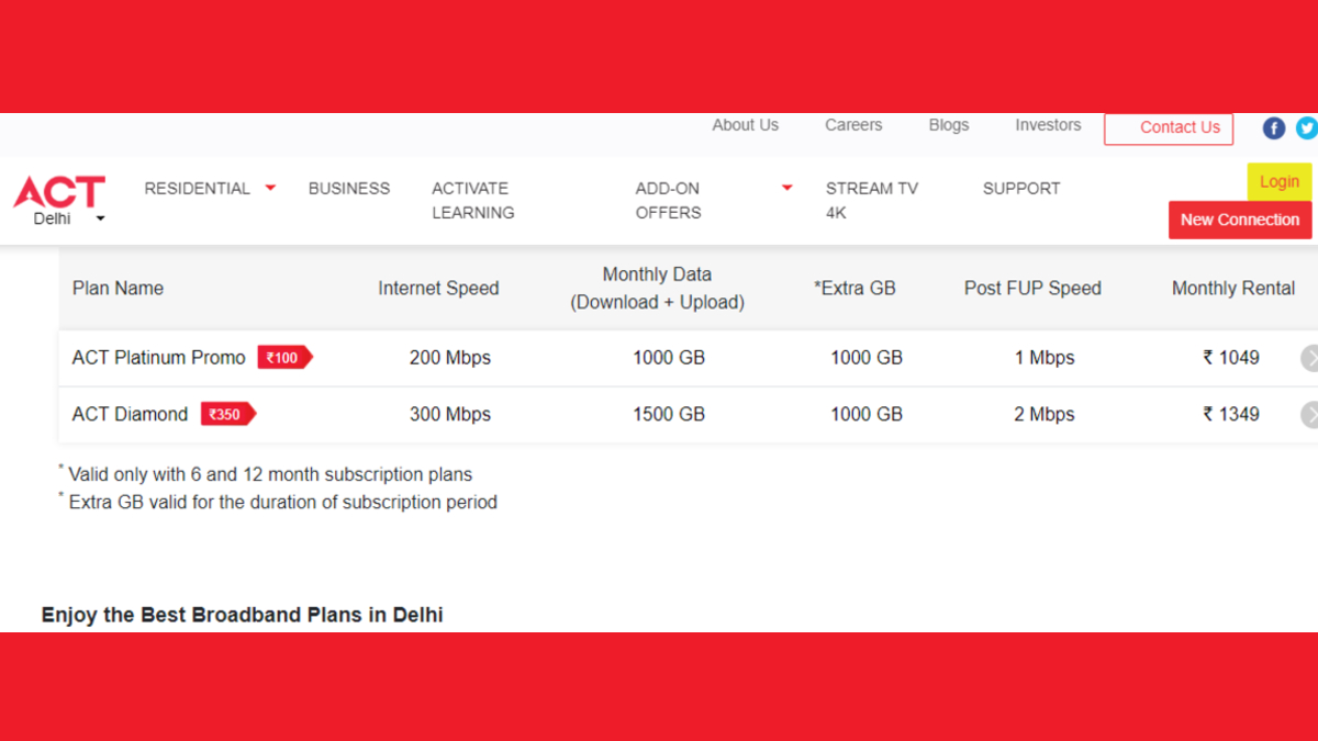 ACT Fibernet Broadband Plans Upgraded With Up to 300Mbps Speeds, More Data