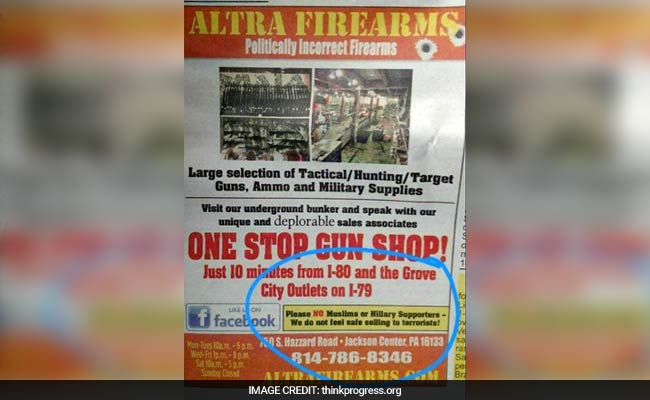 'Won't Sell to Muslims, Clinton Backers': US Gun Store Ad Sparks Row