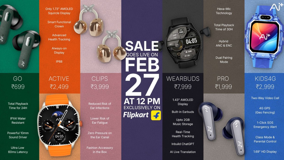 AI+ NovaPods Go, NovaPods Pro and NovaPods Clips Launched in India Alongside NovaWatch Active, NovaWatch Kids 4G, and Ai+ Wearbuds