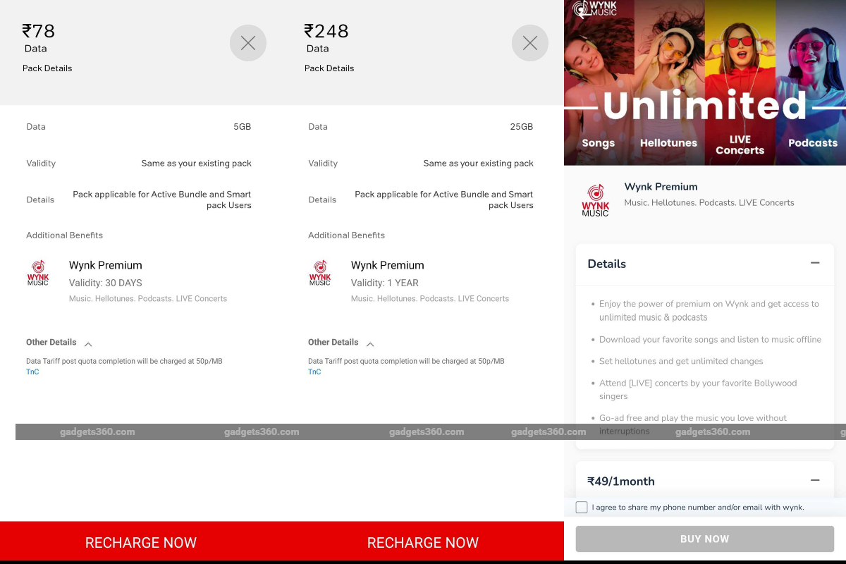 Airtel Rs. 78, Rs. 248 Data Add-On Pack Launched With Bundled Wynk Premium Subscription