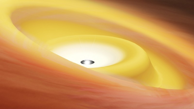 Young Star With a Deformed Disc Sheds Light on Misaligned Planetary Orbits