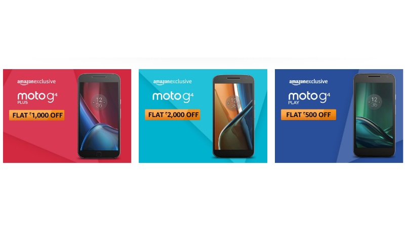 Moto G4, Moto G4 Plus, Moto G4 Play Get Limited Period Discounts, Cashback Offers on Amazon India