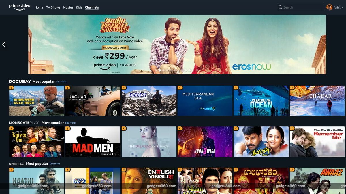 Prime Video Channels Bundling Service Launched by Amazon for Video Streaming Apps in India