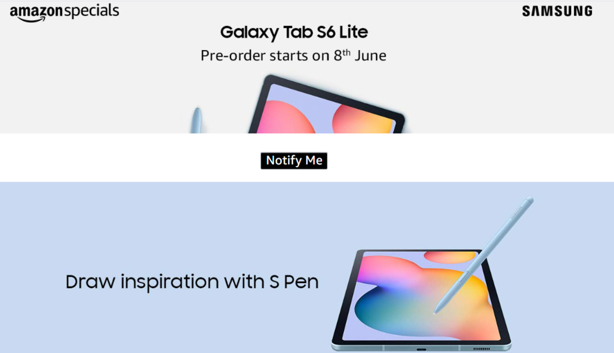 Samsung Galaxy Tab S6 Lite to Launch in India on June 8, Amazon Teases