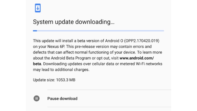 Android O Users Will Be Able Pause and Resume System Updates