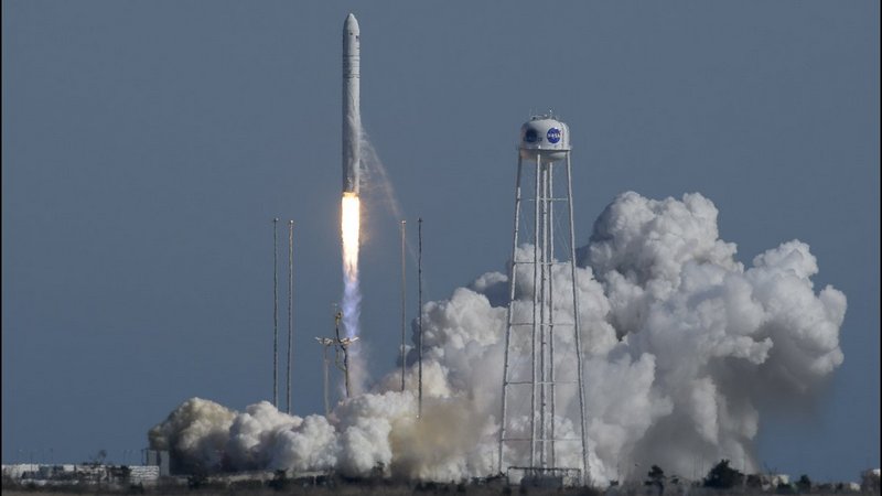 Antares Rocket Carrying Cygnus Spacecraft Filled With NASA Cargo for ISS