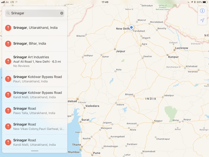 Apple Maps Search, Weather App Do Not Show Cities From Jammu and Kashmir, Arunachal Pradesh