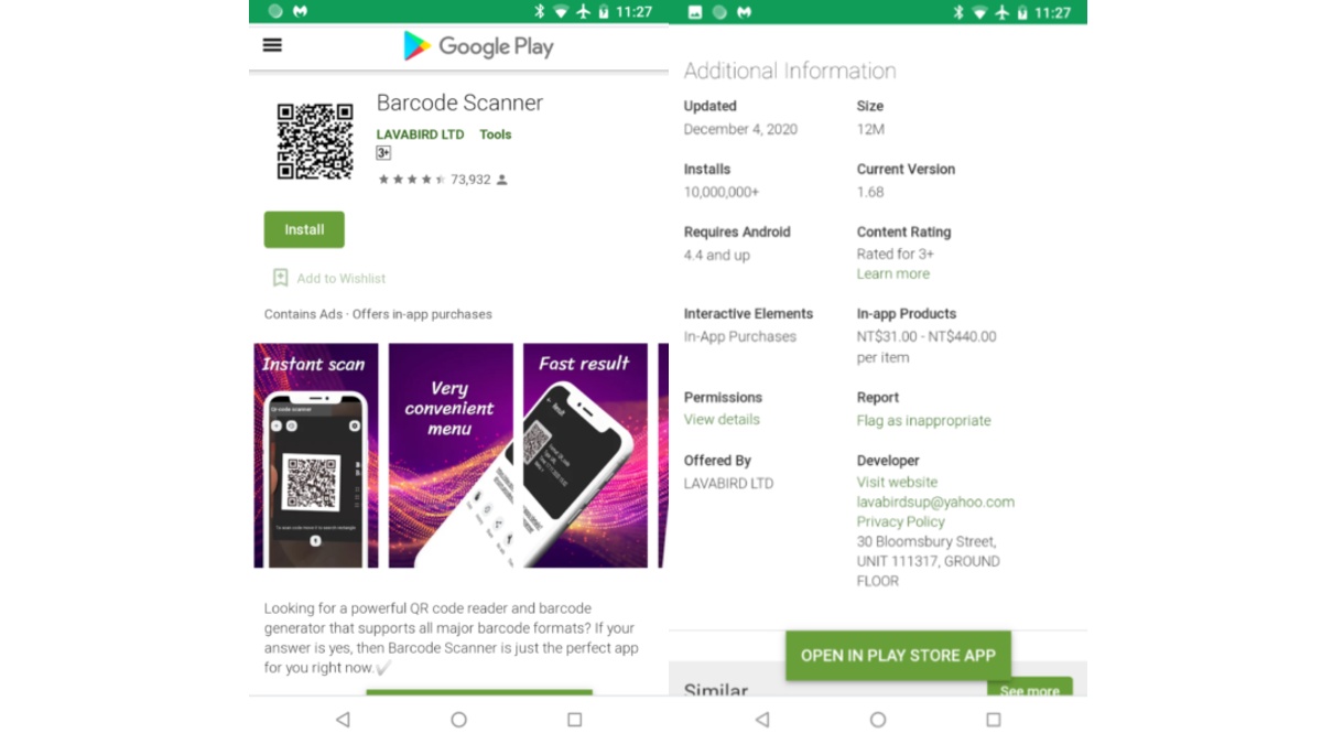 Barcode Scanner Play Pass App Turns Malicious After Recent Update, Removed From Play Store