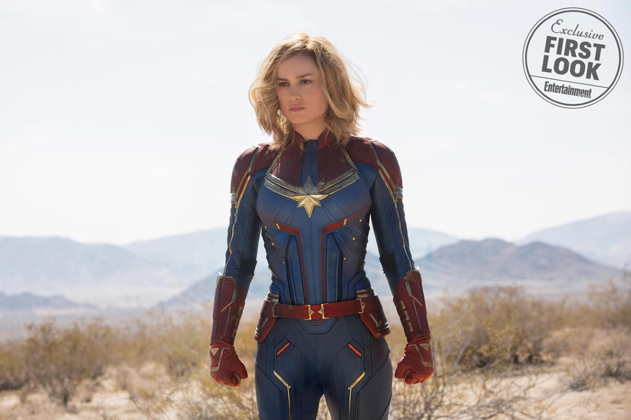 Captain Marvel Photos: First Look at Brie Larson's Captain Marvel Suit, Skrulls, and Young Nick Fury