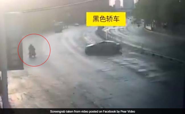 Driver Falls Asleep At Wheel, Near Miss With Scooterist Caught On Camera