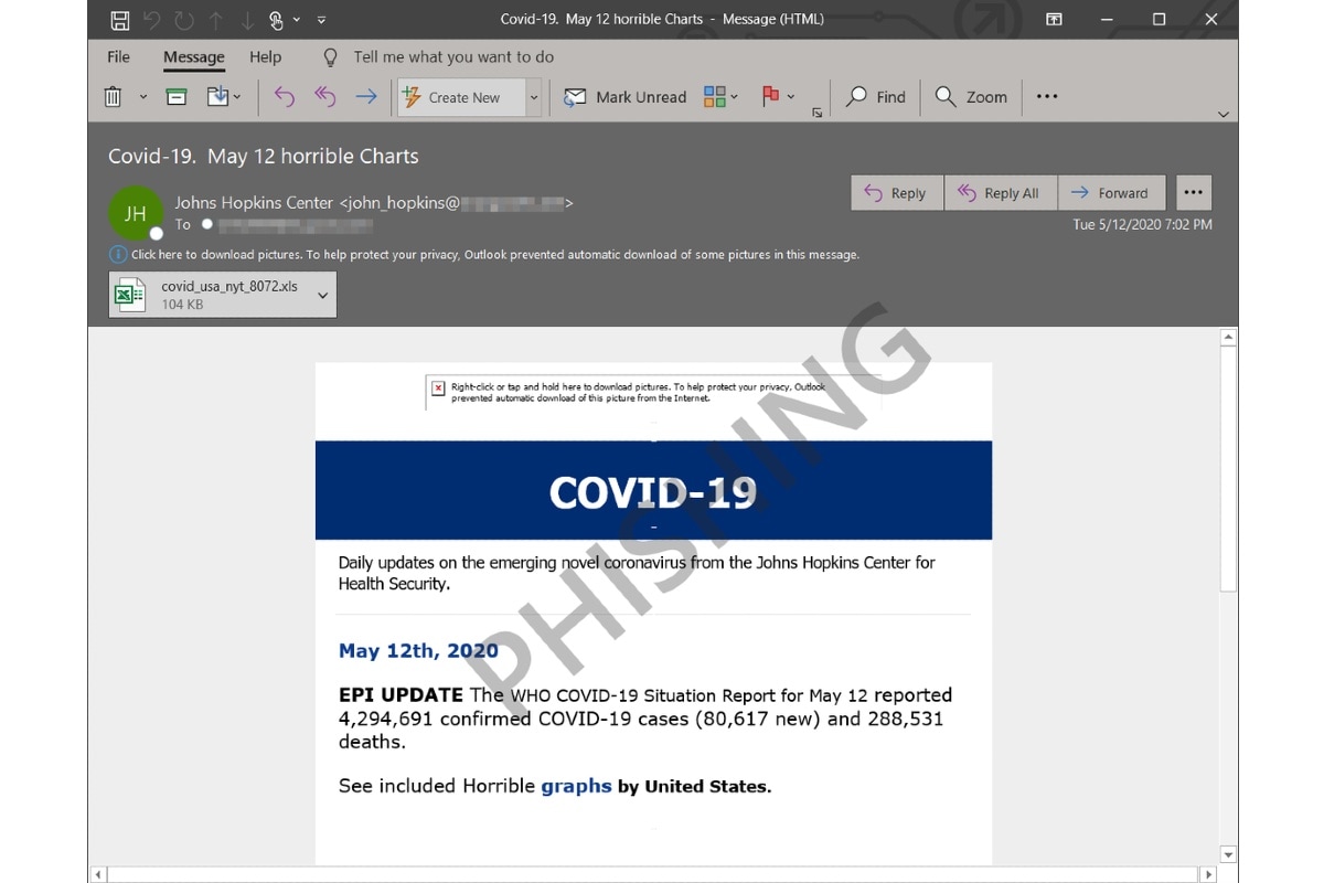 covid 19 phishing email sample screenshot microsoft COVID 19  Coronavirus