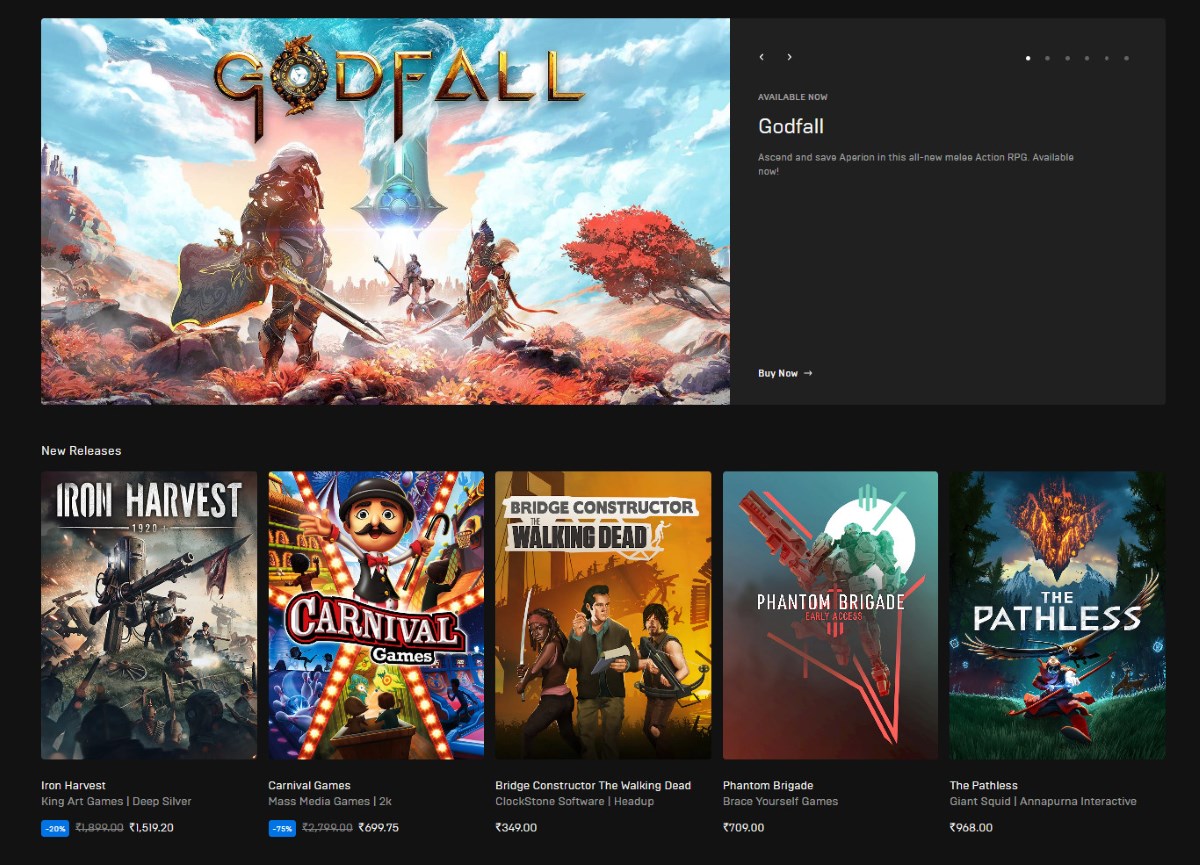 Epic Games Store Rolls Out Support for Indian Rupee Pricing