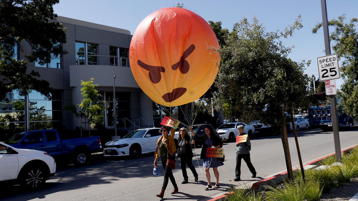 Inflatable Angry Emoji Looms Over Facebook’s Annual Shareholder Meeting