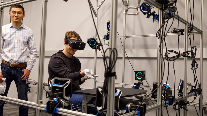 Facebook CEO Mark Zuckerberg Shows Off Prototype Gloves for Oculus Rift VR Headset