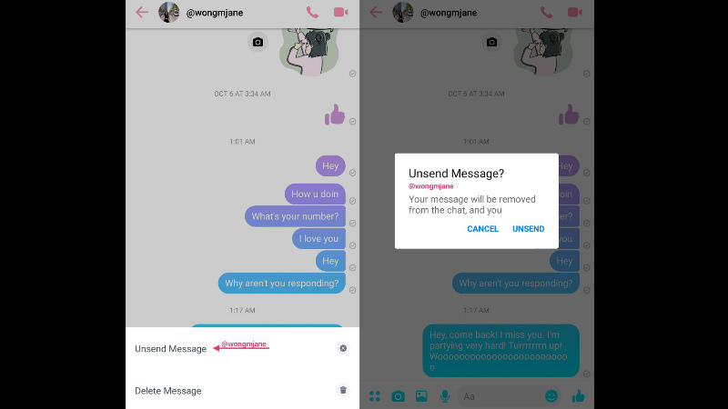 Facebook Messenger 'Unsend Message' Button Spotted