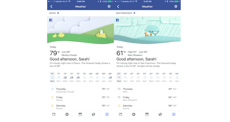 Facebook Launches New Weather Section for Forecasts