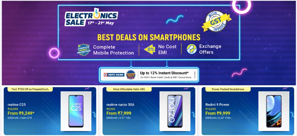 Flipkart 'Electronics Sale' Live: Discounts on Realme Narzo 30 Pro 5G, Samsung Galaxy F62, Other Smartphones