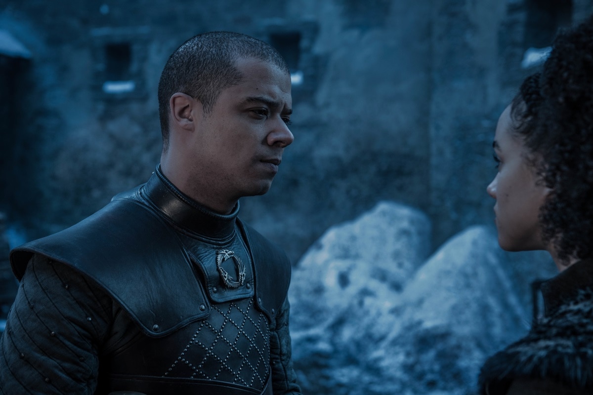 game of thrones season 8 episode 2 grey worm missandei Jacob Anderson Grey Worm Nathalie Emmanuel Missandei Game of Thrones season 8 episode 2